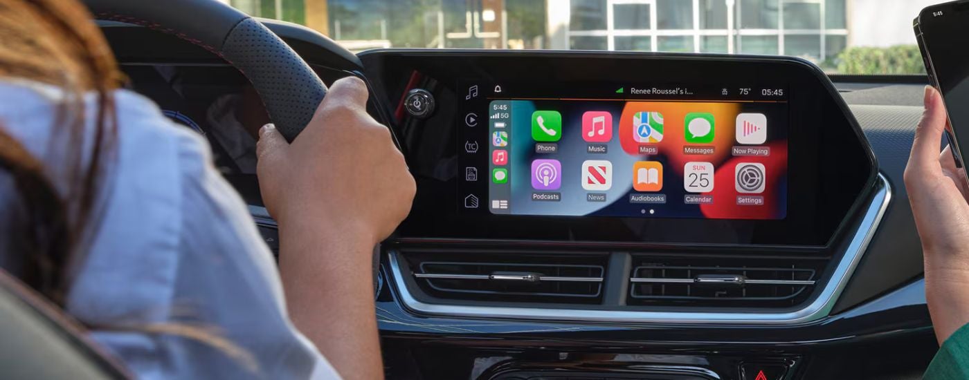 The 11-inch infotainment touchscreen display on a 2026 Chevy Trax.