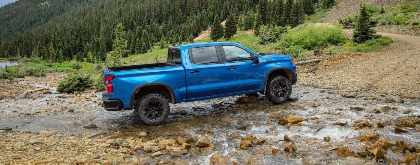 Blue 2026 Chevy Silverado ZR2 off-roading